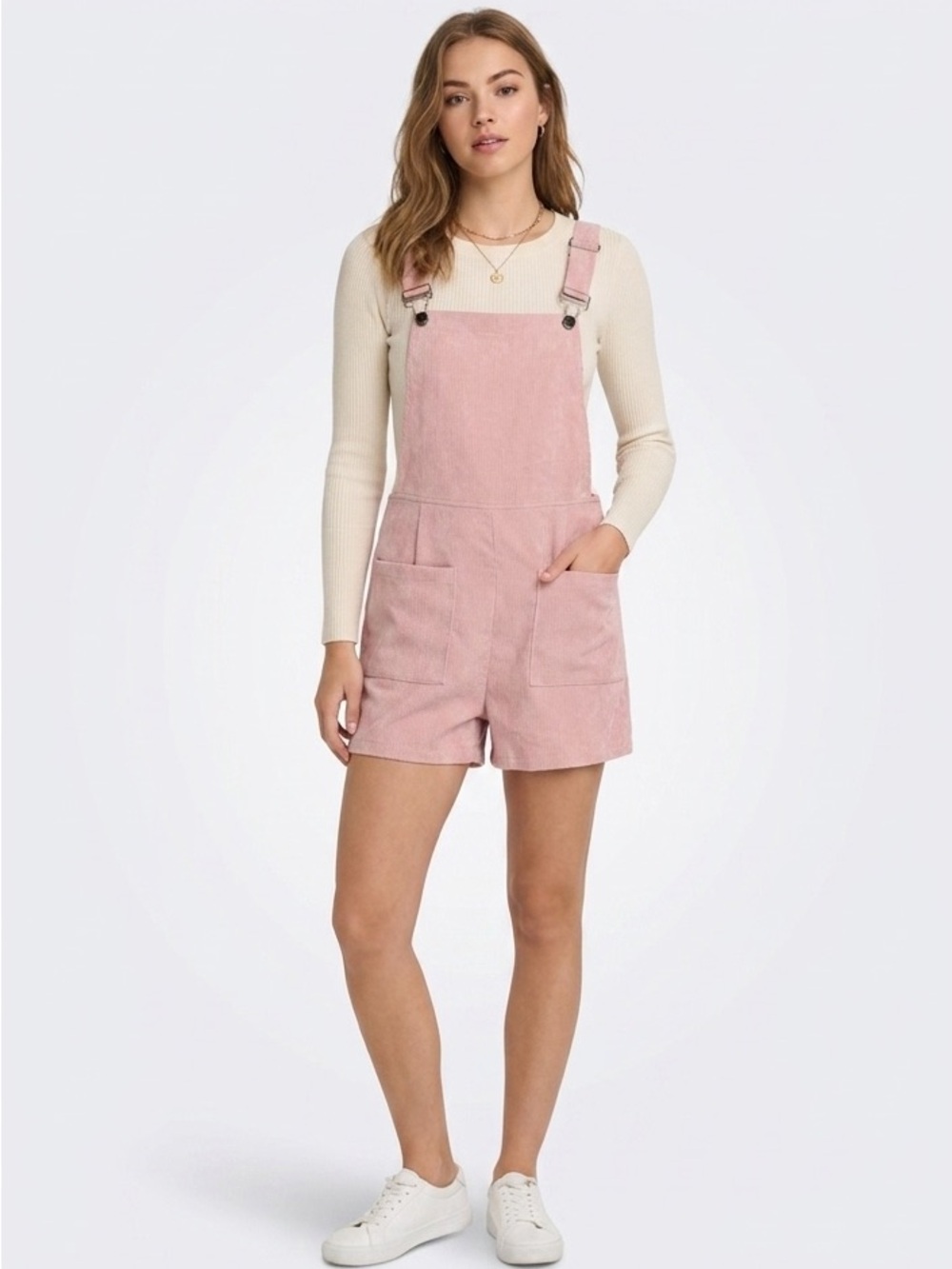Pink Corduroy Short Overalls Size Large